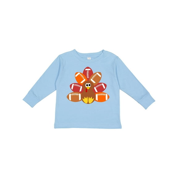 Inktastic Thanksgiving Cute Football Turkey Boys or Girls Long Sleeve Toddler T-Shirt