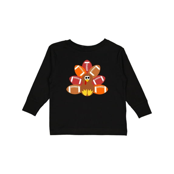 Inktastic Thanksgiving Cute Football Turkey Boys or Girls Long Sleeve Toddler T-Shirt