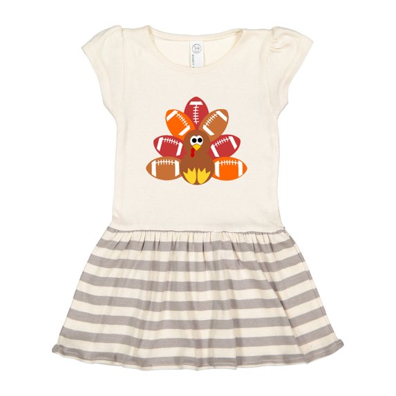 Inktastic Thanksgiving Cute Football Turkey Gift Toddler Girl Dress