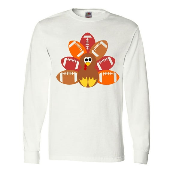 Inktastic Thanksgiving Cute Football Turkey Long Sleeve T-Shirt