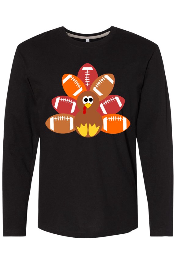 Thanksgiving Cute Football Turkey Long Sleeve T-Shirt