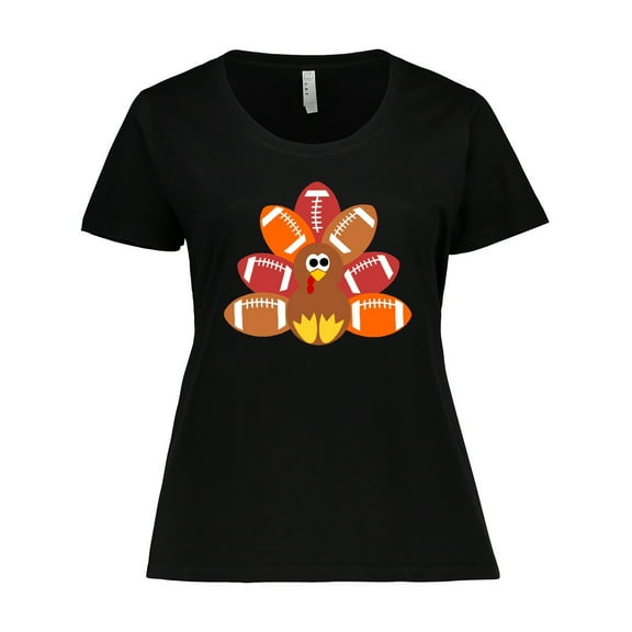 Inktastic Thanksgiving Cute Football Turkey Women's Plus Size T-Shirt