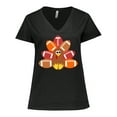 thumbnail image 1 of Inktastic Thanksgiving Cute Football Turkey Women's Plus Size V-Neck T-Shirt, 1 of 5