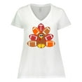 thumbnail image 1 of Inktastic Thanksgiving Cute Football Turkey Women's Plus Size V-Neck T-Shirt, 1 of 5