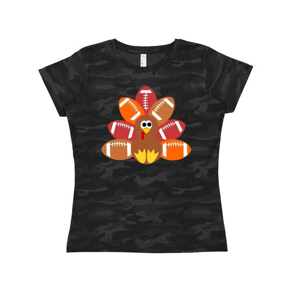 Inktastic Thanksgiving Cute Football Turkey Women's T-Shirt