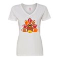 thumbnail image 1 of Inktastic Thanksgiving Cute Football Turkey Women's V-Neck T-Shirt, 1 of 5