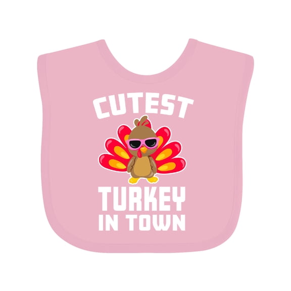 Inktastic Thanksgiving Cutest Turkey in Town Boys or Girls Baby Bib