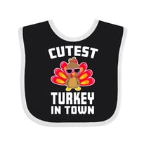 Inktastic Thanksgiving Cutest Turkey in Town Boys or Girls Baby Bib