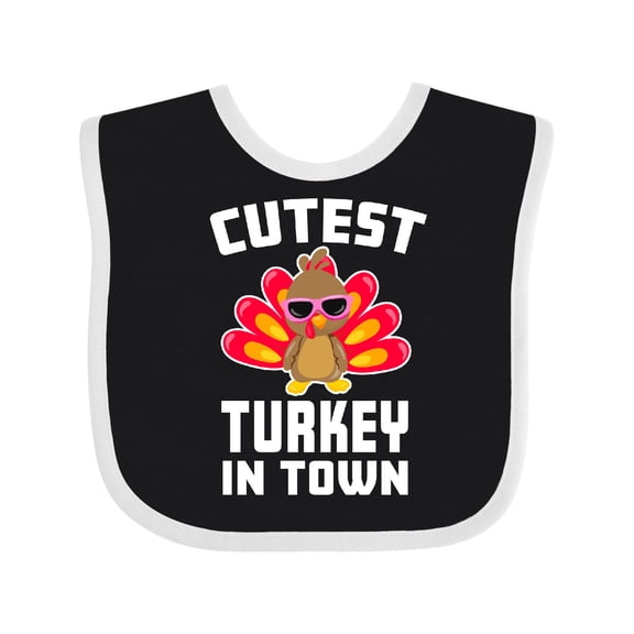 Inktastic Thanksgiving Cutest Turkey in Town Boys or Girls Baby Bib