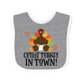 thumbnail image 1 of Inktastic Thanksgiving Cutest Turkey in Town Boys or Girls Baby Bib, 1 of 4
