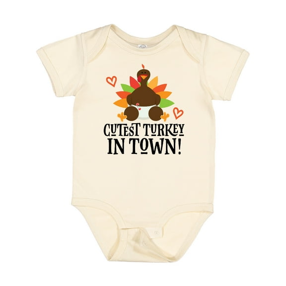 Inktastic Thanksgiving Cutest Turkey in Town Boys or Girls Baby Bodysuit