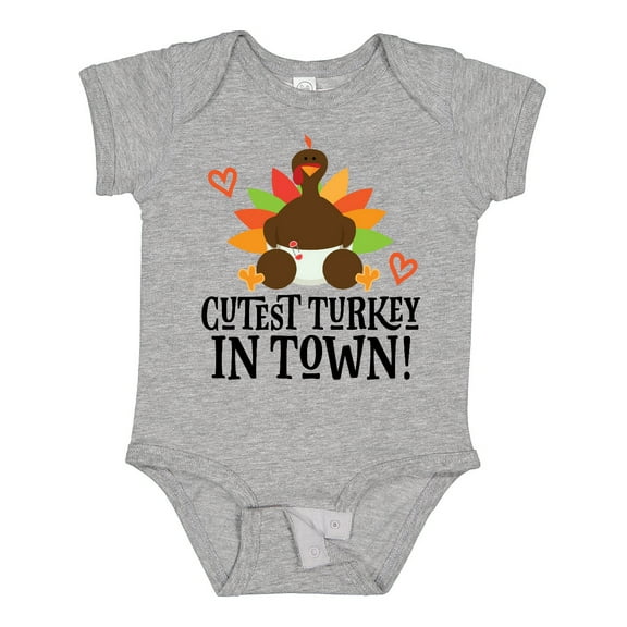 Inktastic Thanksgiving Cutest Turkey in Town Boys or Girls Baby Bodysuit