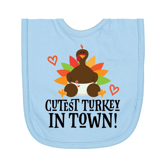Inktastic Thanksgiving Cutest Turkey in Town Newborn Bib