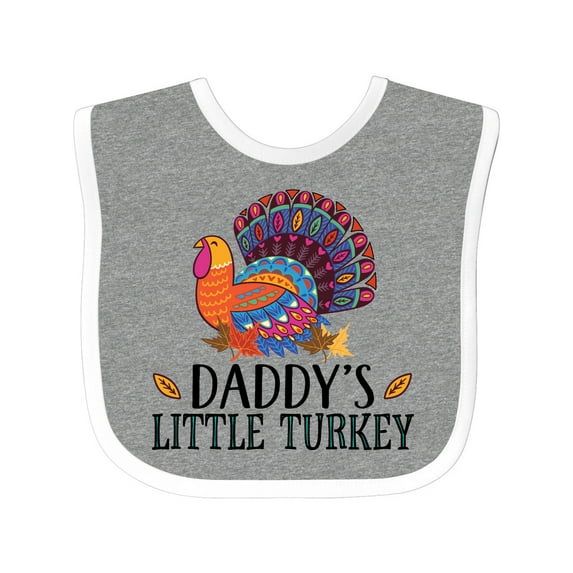 Inktastic Thanksgiving Daddy Little Turkey Boys or Girls Baby Bib