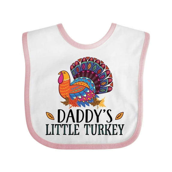 Inktastic Thanksgiving Daddy Little Turkey Boys or Girls Baby Bib