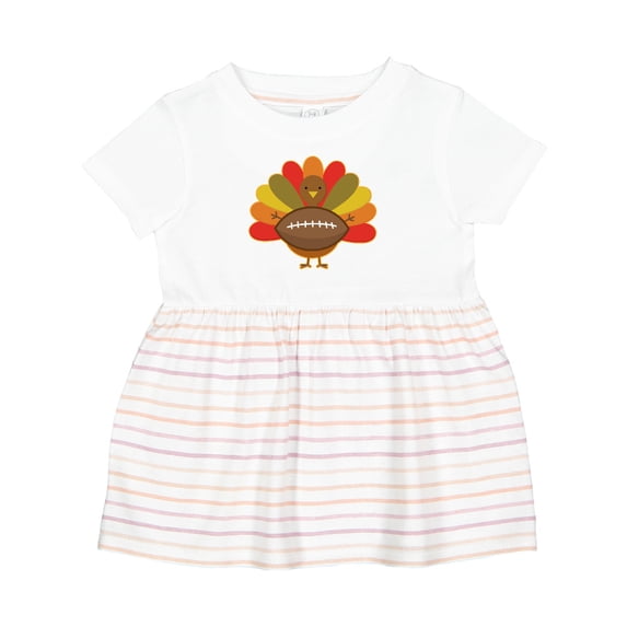 Inktastic Thanksgiving Day Turkey Football Fan Girls Baby Dress