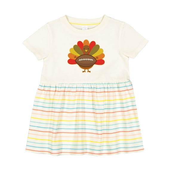 Inktastic Thanksgiving Day Turkey Football Fan Girls Baby Dress