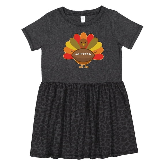 Inktastic Thanksgiving Day Turkey Football Fan Girls Toddler Dress