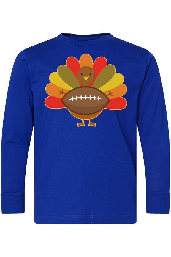 Thanksgiving Day Turkey Football Fan Long Sleeve Youth T-Shirt