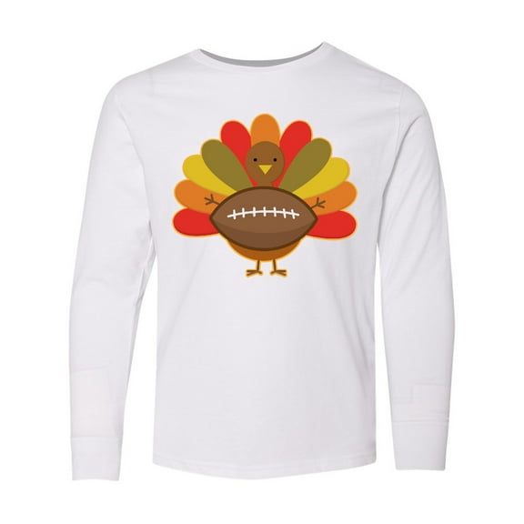 Inktastic Thanksgiving Day Turkey Football Fan Long Sleeve Youth T-Shirt