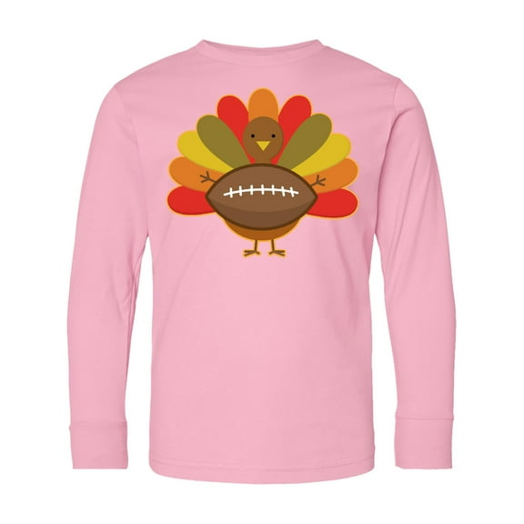 Inktastic Thanksgiving Day Turkey Football Fan Long Sleeve Youth T-Shirt