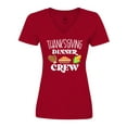 thumbnail image 1 of Inktastic Thanksgiving Dinner Crew with Turkey Legs, Pie and Corn Women's V-Neck T-Shirt, 1 of 5