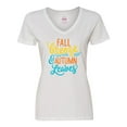 thumbnail image 1 of Inktastic Thanksgiving Fall Breeze and Autumn Leaves Women's V-Neck T-Shirt, 1 of 5