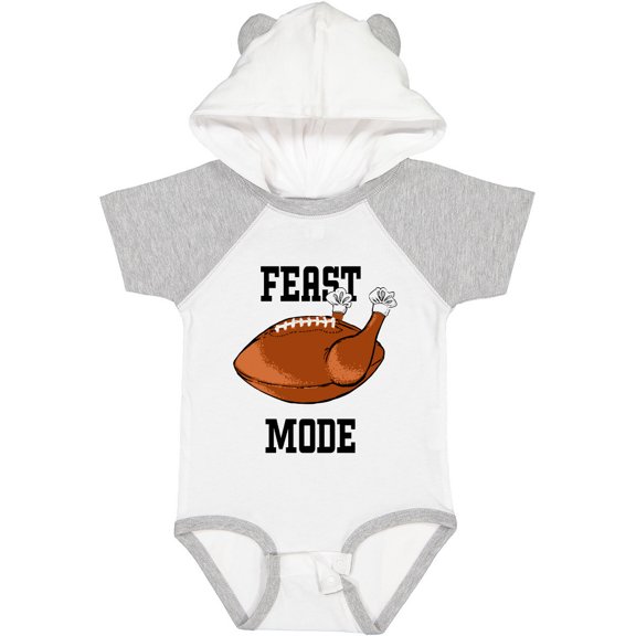 Inktastic Thanksgiving Feast Mode Turkey Football Boys or Girls Baby Bodysuit