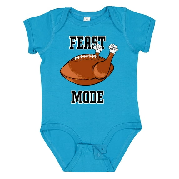 Inktastic Thanksgiving Feast Mode Turkey Football Boys or Girls Baby Bodysuit