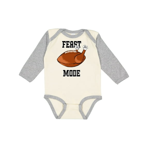 Inktastic Thanksgiving Feast Mode Turkey Football Boys or Girls Long Sleeve Baby Bodysuit