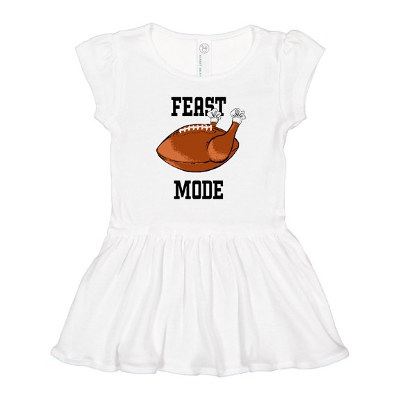 Inktastic Thanksgiving Feast Mode Turkey Football Girls Toddler Dress