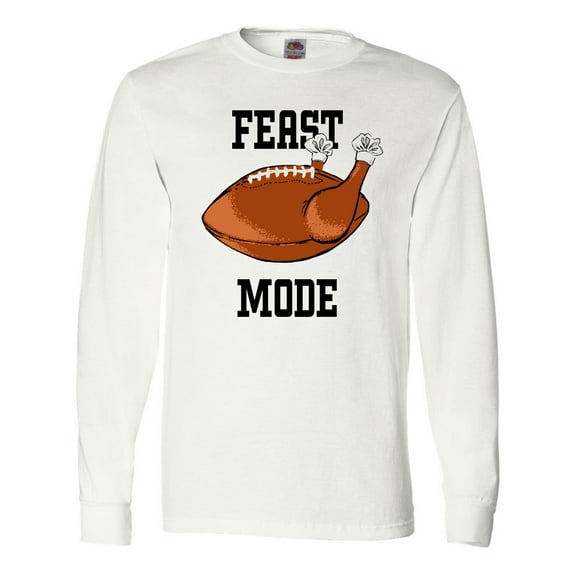 Inktastic Thanksgiving Feast Mode Turkey Football Long Sleeve T-Shirt