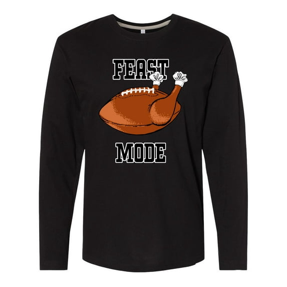 Inktastic Thanksgiving Feast Mode Turkey Football Long Sleeve T-Shirt
