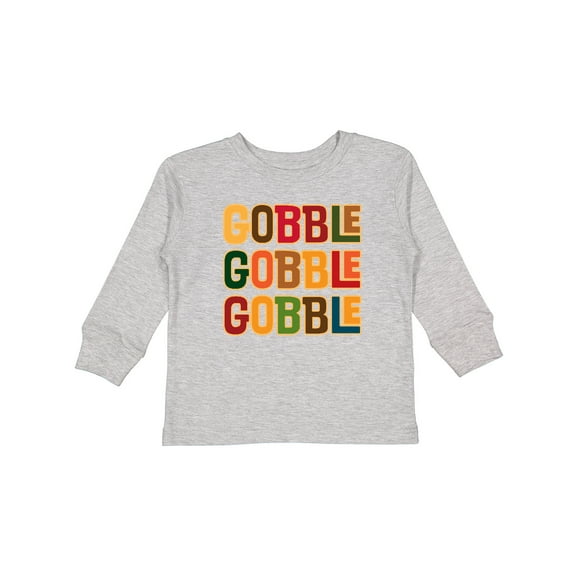 Inktastic Thanksgiving Funny Gobble Boys or Girls Long Sleeve Toddler T-Shirt