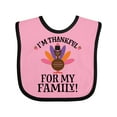 thumbnail image 1 of Inktastic Thanksgiving Girl Turkey Thankful for Family Girls Baby Bib, 1 of 4