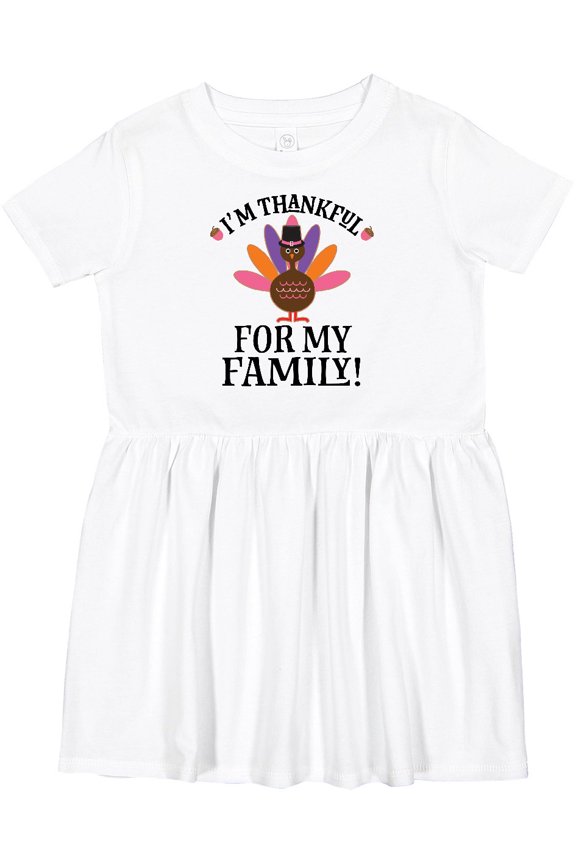 Thanksgiving Girl Turkey Thankful for Family Girls Toddler Dress
