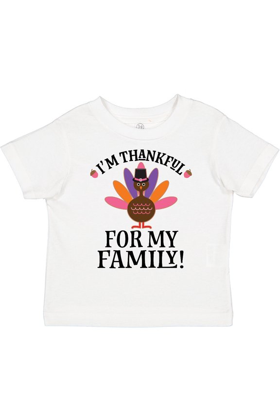 Thanksgiving Girl Turkey Thankful for Family Girls Toddler T-Shirt