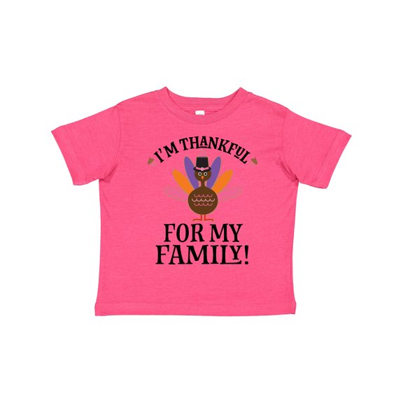 Inktastic Thanksgiving Girl Turkey Thankful for Family Girls Toddler T-Shirt