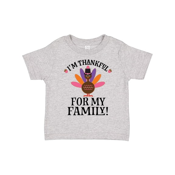 Inktastic Thanksgiving Girl Turkey Thankful for Family Girls Toddler T-Shirt
