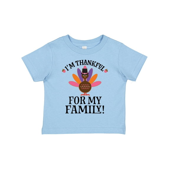 Inktastic Thanksgiving Girl Turkey Thankful for Family Girls Toddler T-Shirt