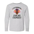 thumbnail image 1 of Inktastic Thanksgiving Girl Turkey Thankful for Family Long Sleeve Youth T-Shirt, 1 of 5