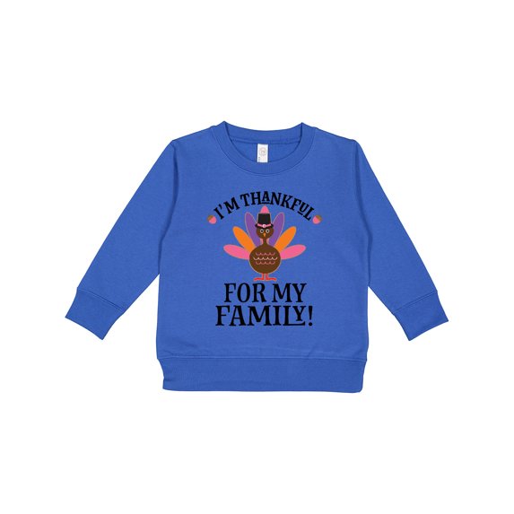 Inktastic Thanksgiving Girl Turkey Thankful for Family Toddler Sweatshirt