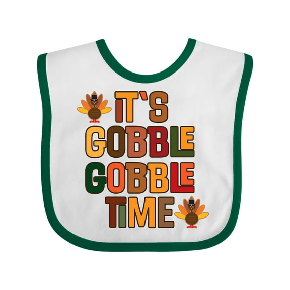 Inktastic Thanksgiving Gobble Time Turkey Boys or Girls Baby Bib