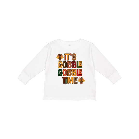 Inktastic Thanksgiving Gobble Time Turkey Boys or Girls Long Sleeve Toddler T-Shirt