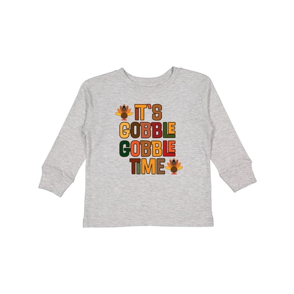 Inktastic Thanksgiving Gobble Time Turkey Boys or Girls Long Sleeve Toddler T-Shirt