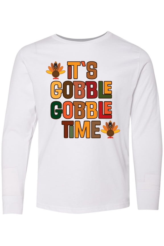 Thanksgiving Gobble Time Turkey Long Sleeve Youth T-Shirt