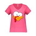thumbnail image 1 of Inktastic Thanksgiving Goofball Turkey Face Women's Plus Size V-Neck T-Shirt, 1 of 4