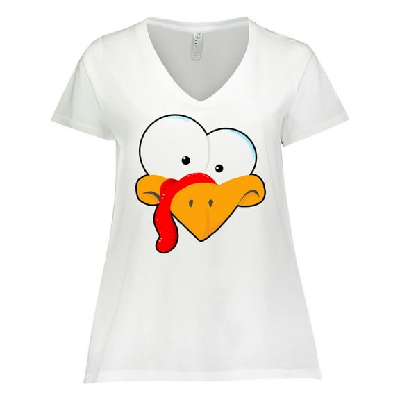 Inktastic Thanksgiving Goofball Turkey Face Women's Plus Size V-Neck T-Shirt
