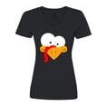 thumbnail image 1 of Inktastic Thanksgiving Goofball Turkey Face Women's V-Neck T-Shirt, 1 of 5