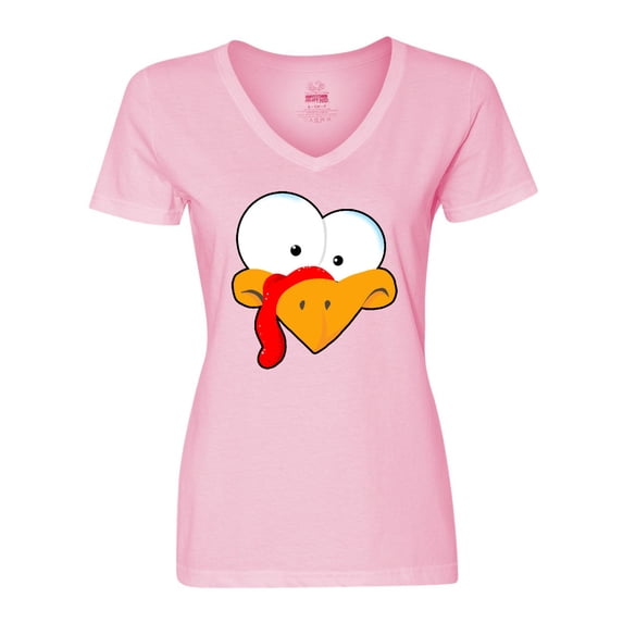 Inktastic Thanksgiving Goofball Turkey Face Women's V-Neck T-Shirt